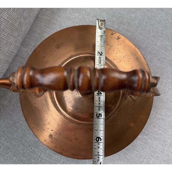 Vintage Retro Copper Tea Kettle Tin Lined Wood Handle Farmhouse Cottage - Picture 12 of 12